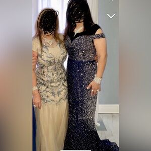 Beige and royal blue